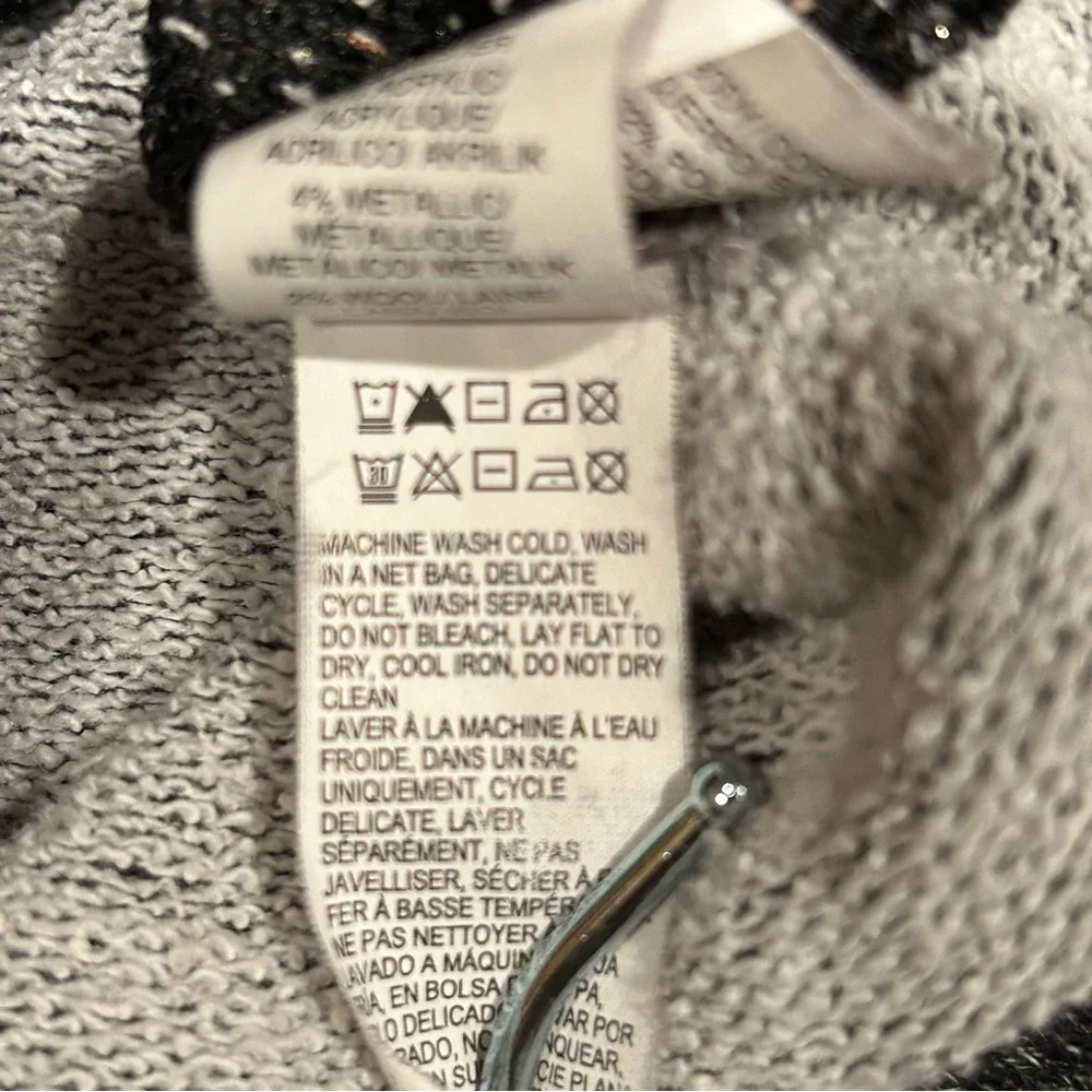 Lucky Brand Lucky Lotus Y2K Womens‎ Gray Knit Hooded Sweater Medium Metallic